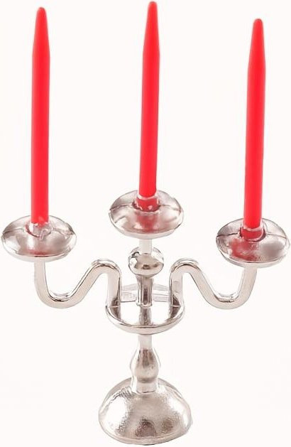 Mini Vintage dreiarmsiger Kerzenständer für Taperkerzen in Silber - Bild 1