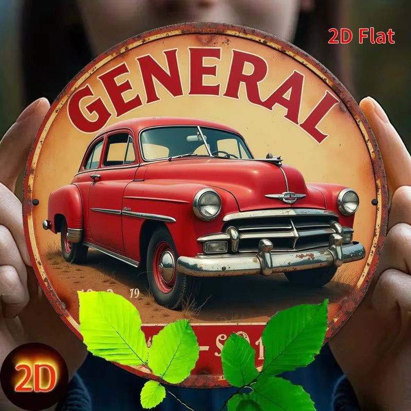 Vintage Metall Wandschild Potdemiel Super General Lee Racing Design, rund, rot, Durchmesser: 19,8 cm - Bild 3