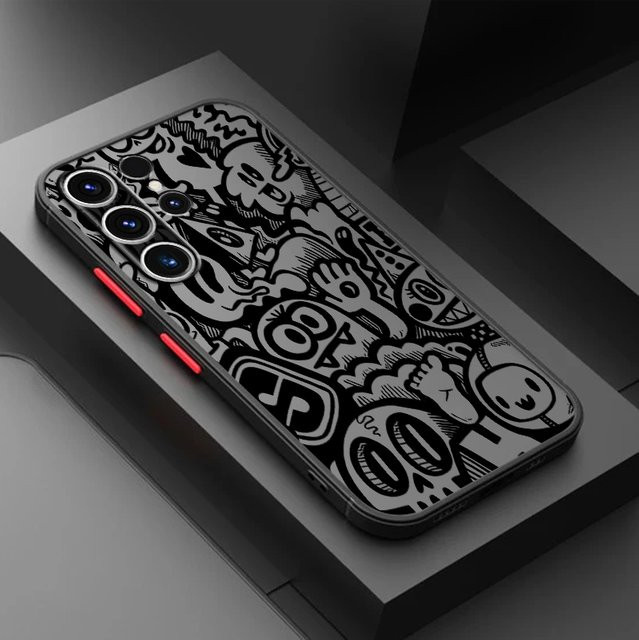 Schwarze Graffiti-Handyhülle für Samsung Galaxy S26 S25 S24 S23 S22 S21 Ultra Plus FE und Note 20 Ultra - Bild 1
