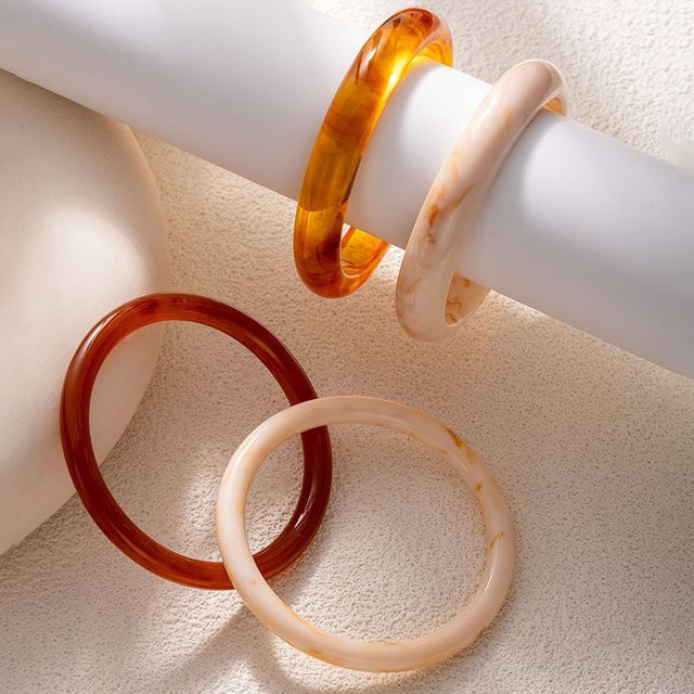 Euroufuya Armbänder, Acryl, Marmor Muster, Beige Braun, Damen - Bild 1