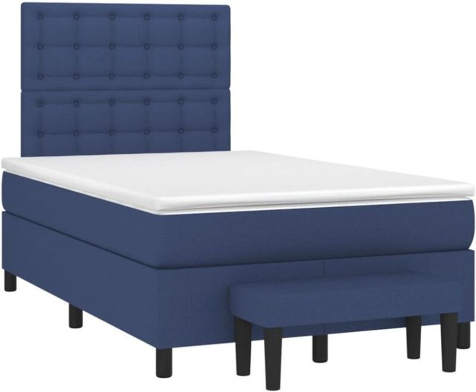 vidaxl Boxspringbett mit Matratze in Blau aus Stoff und Kiefer, B/T: 120 x 190 cm - Bild 1