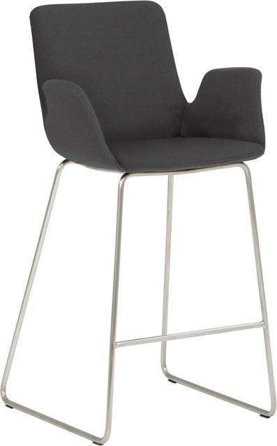 Mayer Sitzmöbel Tresenhocker mit Armlehnen und Kufengestell aus Mikrofaser in Lederoptik, Farbe Graphit/Silber, B/T/H: 53 x 49 x 95 cm - Bild 1