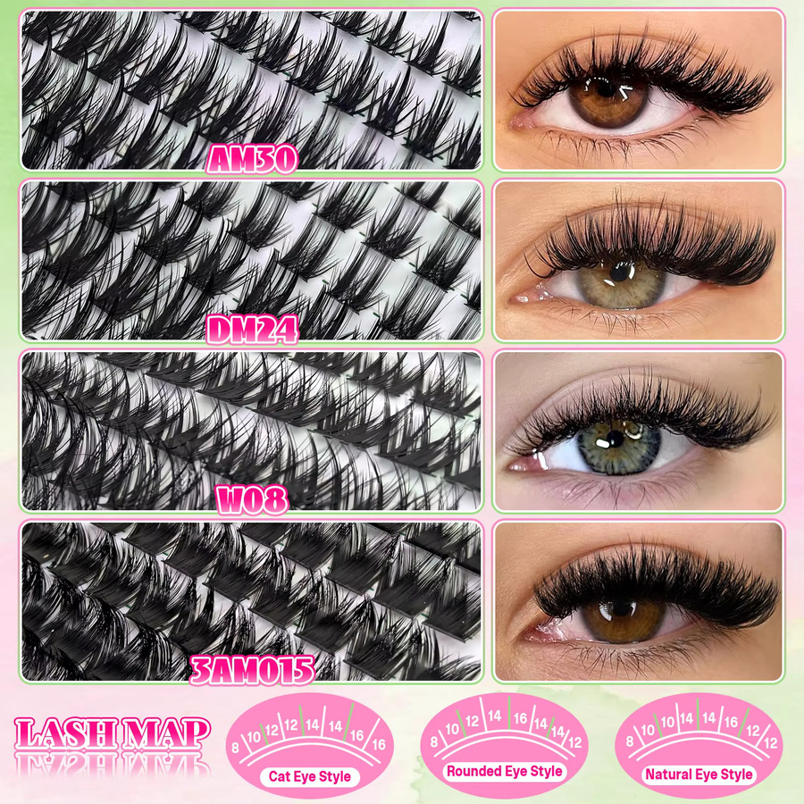 EIMNY Künstliche Wimpern, 416 Stück, natürlich, 8–16 mm, Unisex - Bild 3