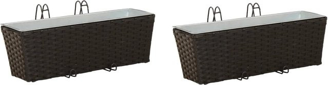vidaXL Pflanzer Set für Balkon und Garten aus Metall, Schwarz, 2 Stück, B/T/H: 50 x 17 x 17 cm - Bild 1