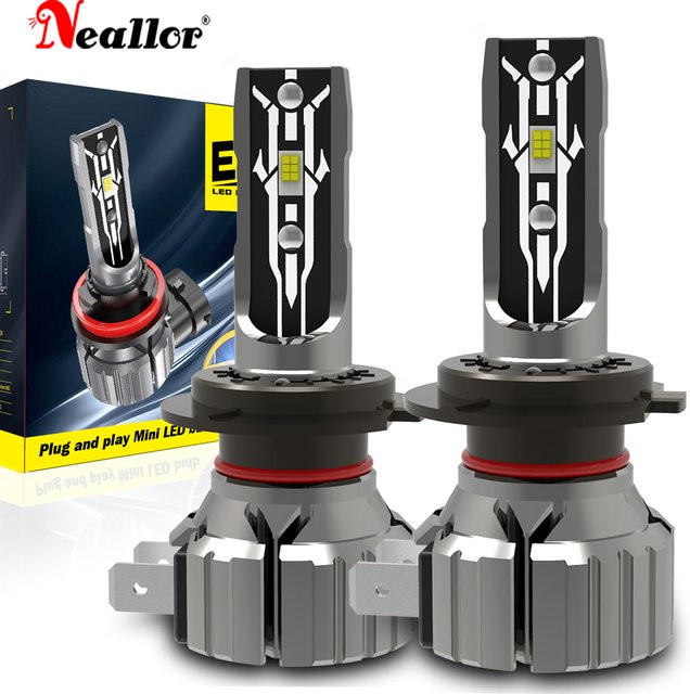 Neallor H7 PX26d LED Scheinwerfer Birnen Set, 2 Stück, Weiß/Silber, Canbus Fehlerfrei, Turbo Diode für Auto und Motorrad - Bild 1
