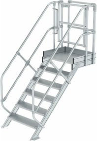 Munk Treppen-Modul aus Aluminium in Silber, geriffelt, 6 Stufen, Breite: 80 cm - Bild 1