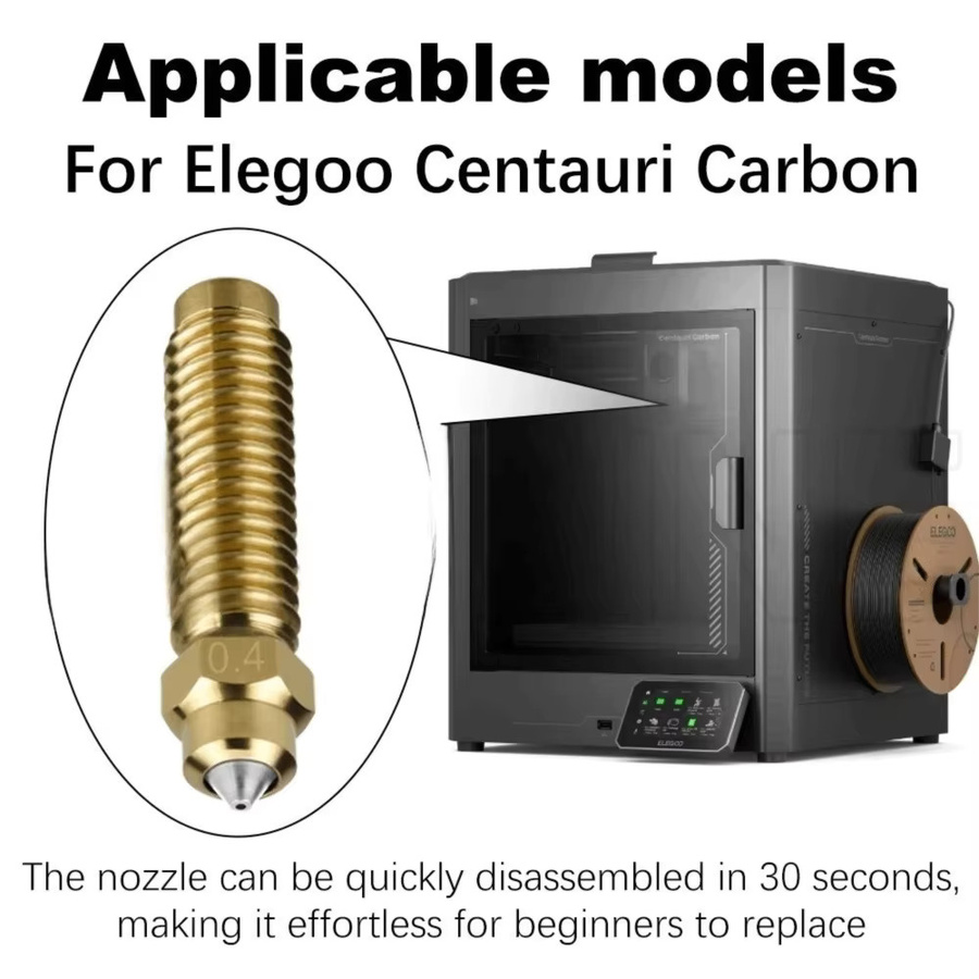 Elegoo Bimetall-Hotend-Kit mit Keramik-Düse aus Messung für Elegoo Centauri Carbon FDM 3D-Drucker, Farbe: Gold - Bild 3