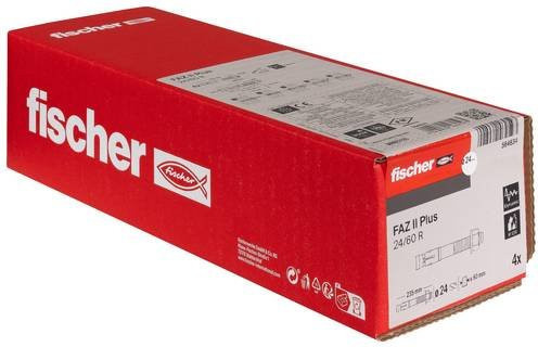 Fischer FAZ II Plus Bolzenanker aus Stahl, Farbe: Rot, 4 Stück, Länge: 235 mm, Durchmesser: 24 mm - Bild 1