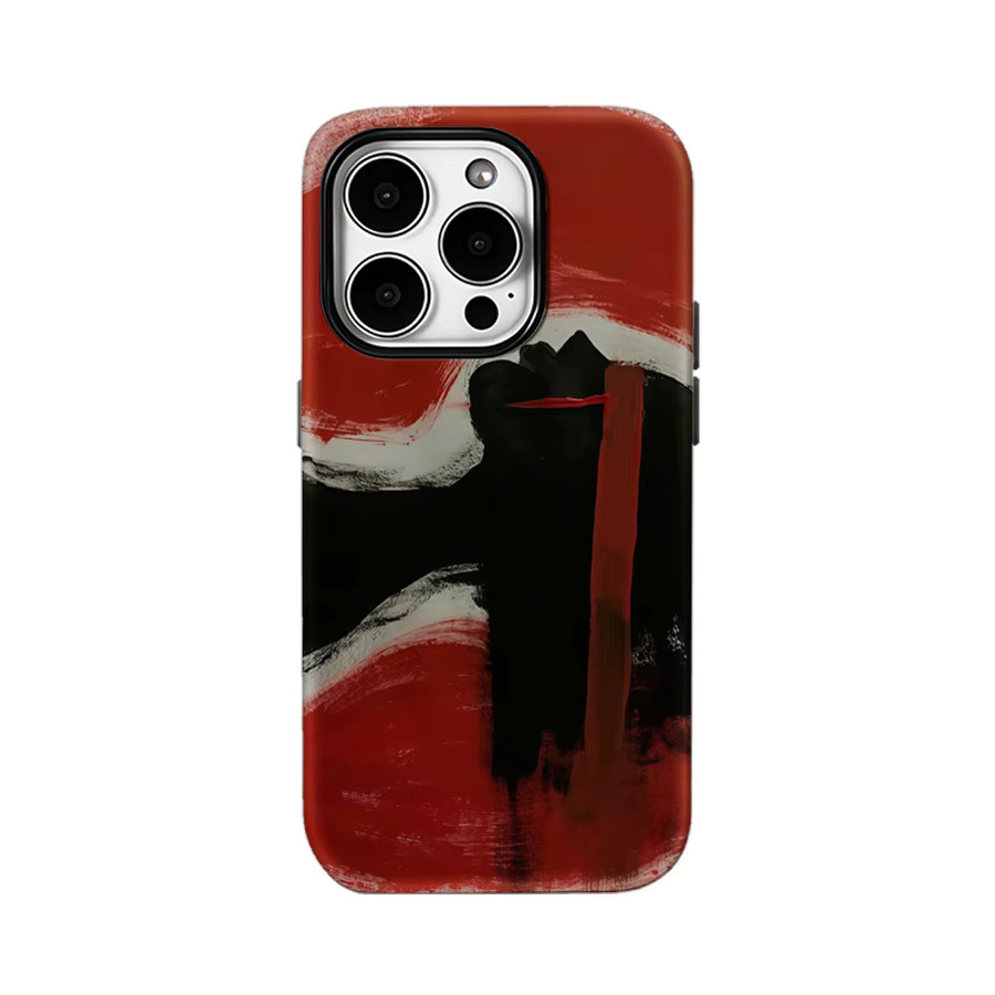 Handyhülle mit abstraktem Design in Rot und Schwarz für Apple iPhone 11 bis iPhone 17 Pro Max Plus mit doppelschichtiger Rückseite - Bild 6