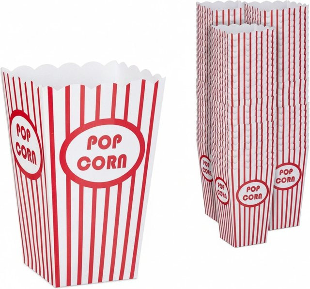 Relaxdays Popcorntüten aus Pappe in Rot und Weiß, 72er Set, B/T/H: 10,5 x 10,5 x 16 cm - Bild 1