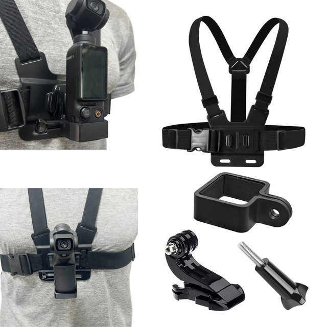 DJI OSMO Pocket 3 Brustgurt Halterung mit Erweiterungsadapter und festem Rahmen in Schwarz - Bild 1