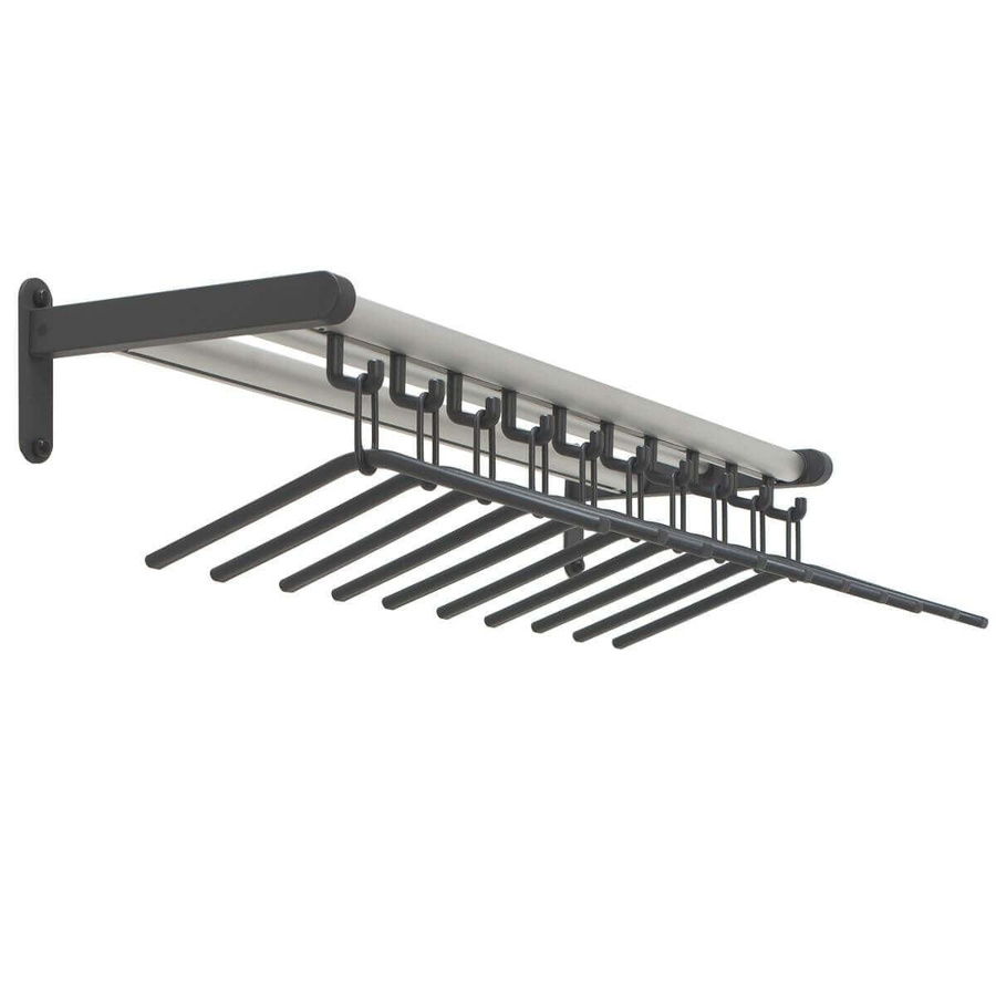 Wandgarderobe Tertio WK von BIGBOXX in Schwarz Matt aus Metall mit Haken und Schiene - Bild 1
