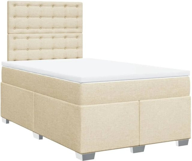 vidaXL Boxspringbett mit Matratze Hybrid-Design in Beige und Weiß, B/T: 120 x 200 cm - Bild 1