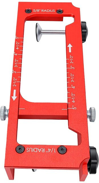 GoolRC Türscharnier-Schablone aus Aluminiumlegierung in Rot für Oberfräsen, verstellbare Zapfenschablone für Türscharniere von 2,5 bis 4 Zoll - Bild 1