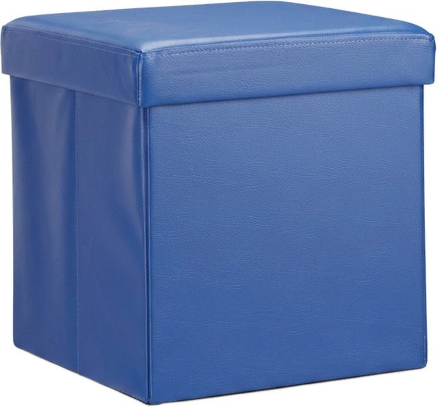 Relaxdays Sitzhocker Cube aus Kunstleder in Blau, B/T/H: 38 x 38 x 38 cm - Bild 1