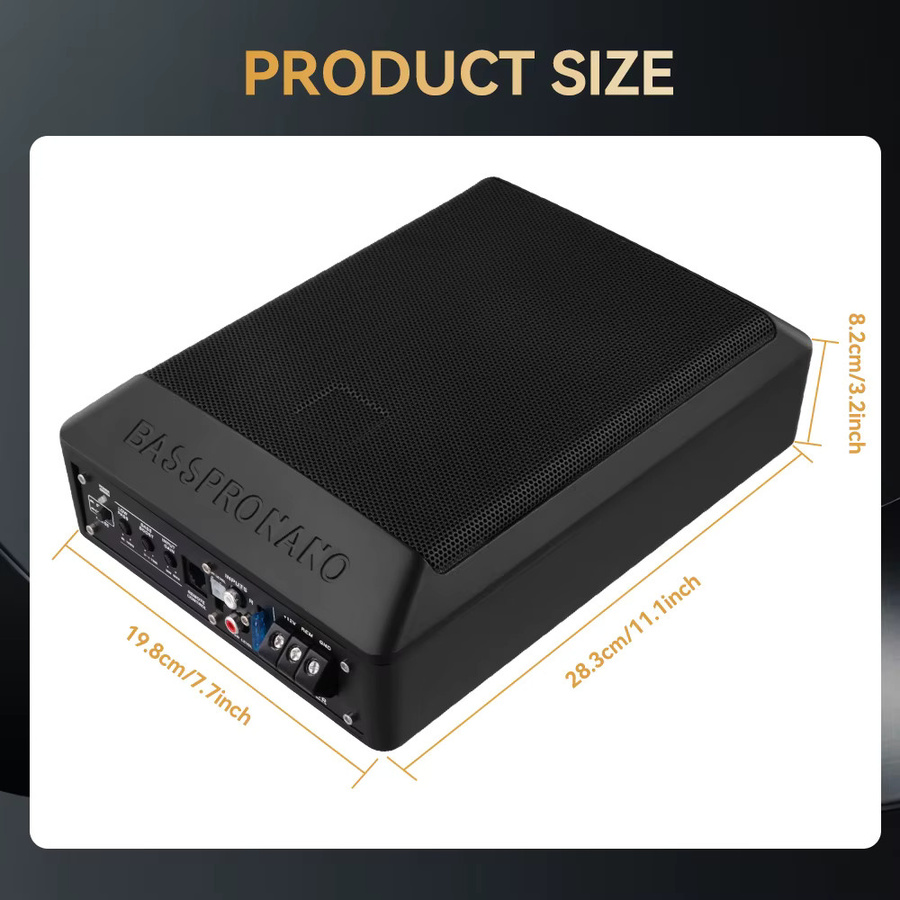 Podofo Aktiver Unter-Sitz-Subwoofer Set in Schwarz mit Verstärkerkabel - Bild 3