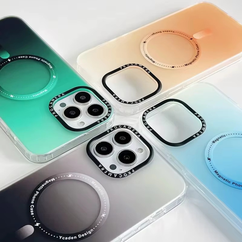 Stoßfeste MagSafe kompatible Schutzhülle für iPhone 15 Pro, 14, 13, 12, 11 Pro Max Plus in Farbverlauf Multicolor und Schwarz - Bild 3