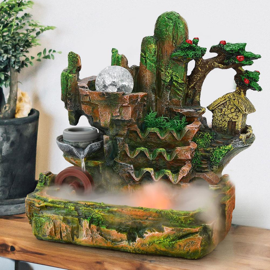 Aimo Tischbrunnen mit simulierter Felslandschaft, Zerstäubungseffekt und LED-Beleuchtung in Multicolor aus Kunstharz - Bild 3