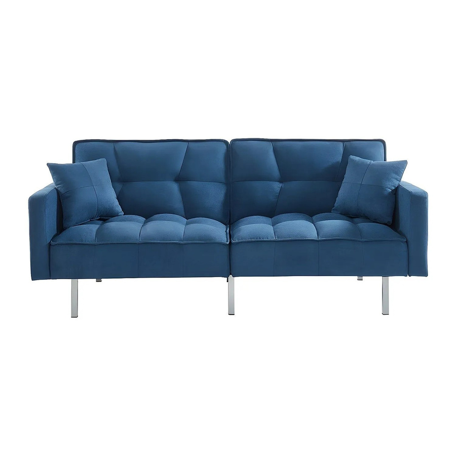 Vente-unique Schlafsofa Miney in Blau mit Schlaffunktion und Armlehnen aus Stoff - Bild 2