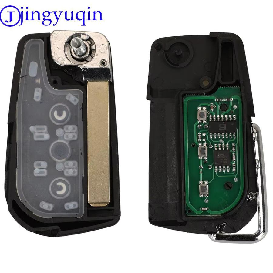 Jingyuqin Ersatz Auto Fernbedienung Schlüsselgehäuse für Toyota AYGO, 2 Tasten, 433 MHz, ID70 Chip, Schwarz - Bild 5
