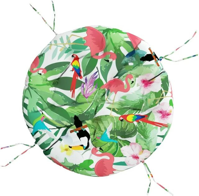 vidaXL Kissen Rund Mehrfarbig Rosa-grün aus Oxford-Gewebe, Durchmesser: 100 cm, Höhe: 11 cm - Bild 1