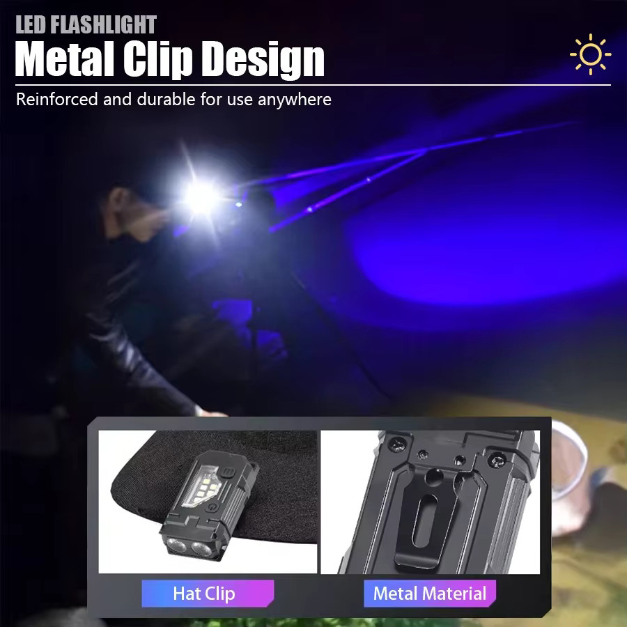 Heinast Mini-Arbeitstaschenlampe mit 8 Modi, wiederaufladbare magnetische Taschenlampe mit Metallclip, IP65 wasserdicht, Schwarz/Orange - Bild 4
