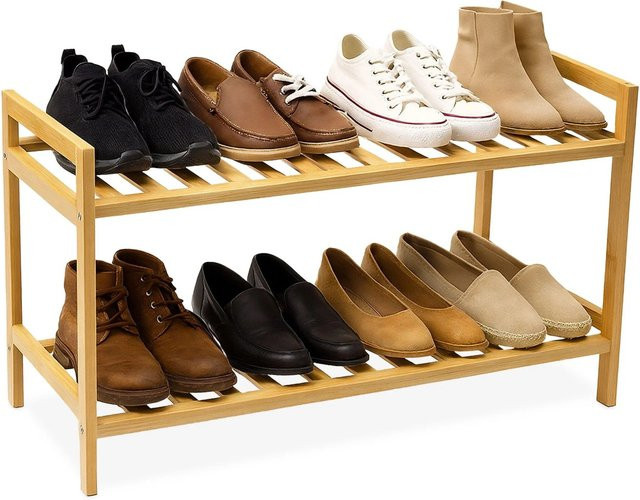 Relaxdays Schuhregal aus Bambus in Natur, stapelbar, B/T/H: 40 x 69 x 27 cm - Bild 1