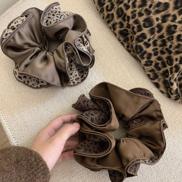 Haargummi Satin, Leopardenmuster, zweifarbig, Unisex - Bild 1