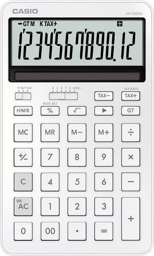 Casio Tischrechner JW-200DQ Weiß mit LC-Display, 12 Stellen, kaufmännische Rundung, Mehrwertsteuer-Funktion, Batterie-/Solarbetrieb, B: 10,9 cm, H: 18,2 cm, T: 2,04 cm - Bild 1