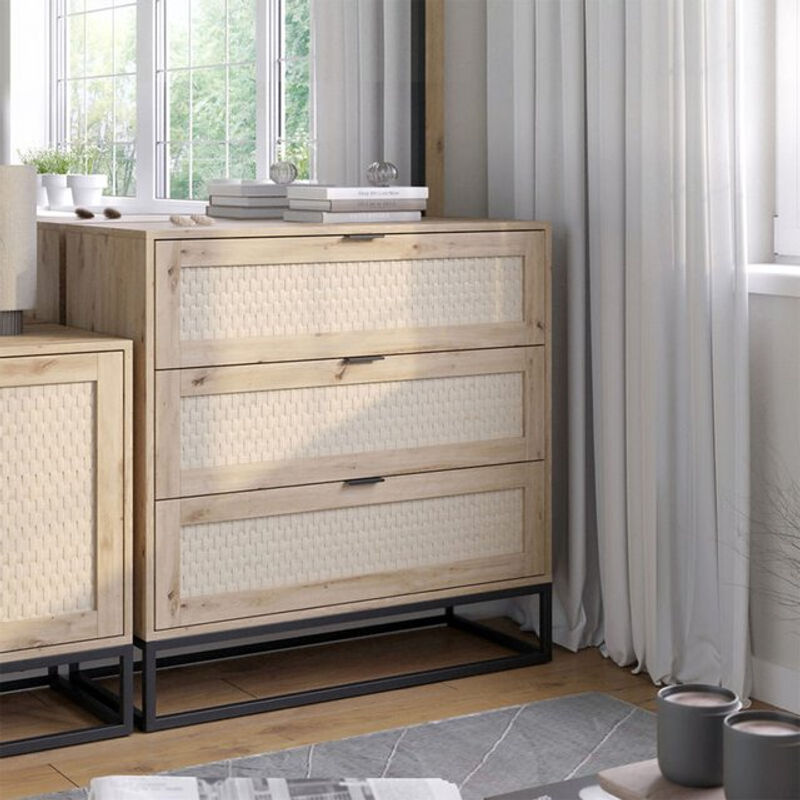 Vicco Kommode Natal in Eiche mit 3 Schubladen, Farbe Braun/Beige, B: 92,0 cm, H: 92,5 cm - Bild 2