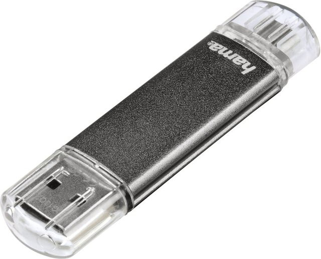 Hama USB-Stick Laeta Twin USB 2.0 mit 64GB und Micro-USB Anschluss in Grau - Bild 1
