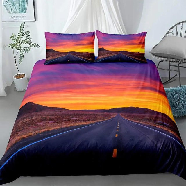 Wucifang Bags Bettwäsche-Set Autobahn Tornado Blitz aus Polyester, 3-teilig, Mehrfarbig, Breite: 135 cm, Länge: 200 cm - Bild 1