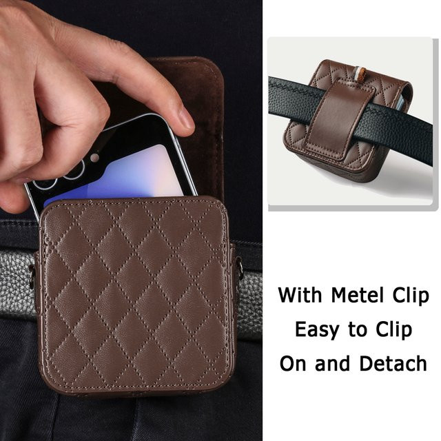 FaLi Qisubao Universelle Gürteltasche für Samsung Galaxy Z Flip7, Z Flip7 se, Flip 6, Flip 5 und Motorola Edge Serie in Braun - Bild 1