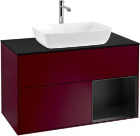 V&B Waschtischunterschrank Finion 100 mit Wandbeleuchtung in Blau lackiert, B/T/H: 100 x 50,1 x 50,1 cm - Bild 1