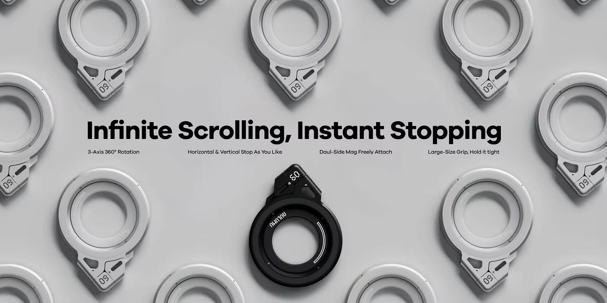 AULUMU Magnetische Ringhalterung G09 in Schwarz, faltbare Ringschnalle mit Leuchteffekt für iPhone und Android-Smartphones - Bild 2