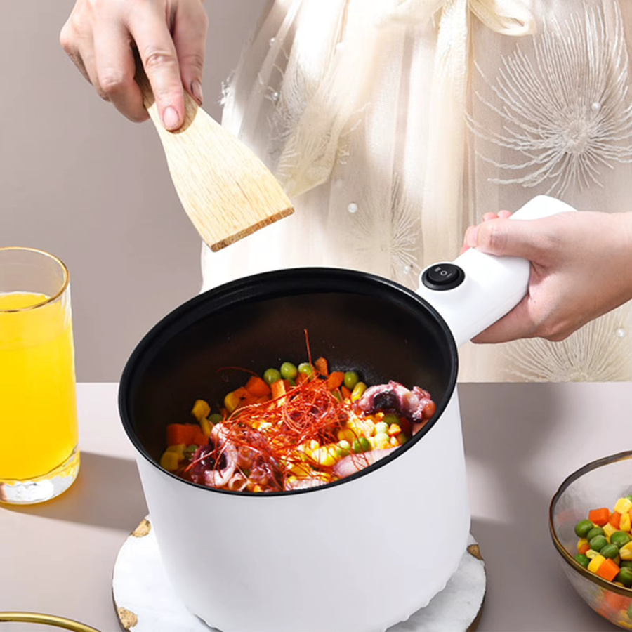 Multifunktionaler elektrischer Mini-Hot-Pot von kbxlife, 1,5 l, antihaftbeschichtet, 2 Gänge, Farbe: Weiß - Bild 2