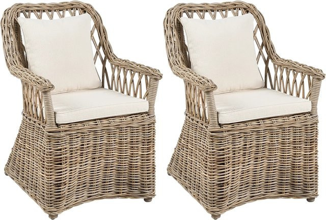 Beliani Sessel aus Rattan in Beige, Klassisch, B/T/H: 70 x 53 x 90 cm - Bild 1