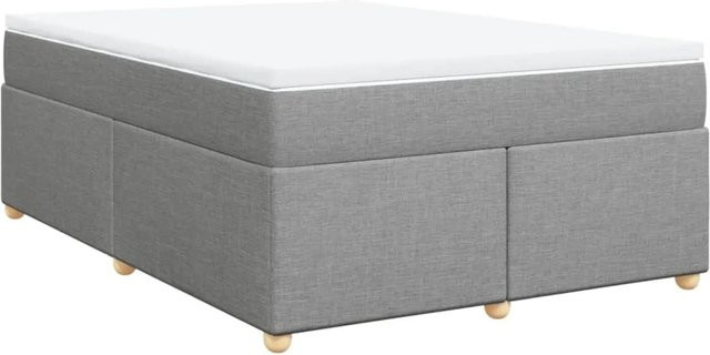 vidaXL Boxspringbett mit Matratze in Hellgrau, Hybridbett mit Taschenfederkern, B/T: 140 x 200 cm - Bild 1