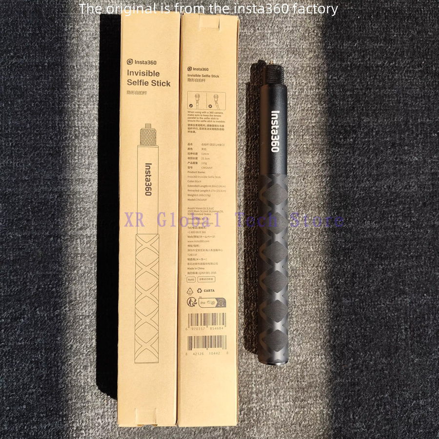 Insta360 Unsichtbarer Selfie-Stick in Schwarz für X4, X3, ONE RS, GO 3S, ONE X2 und ONE R Action-Kameras, Länge: 114 cm - Bild 3