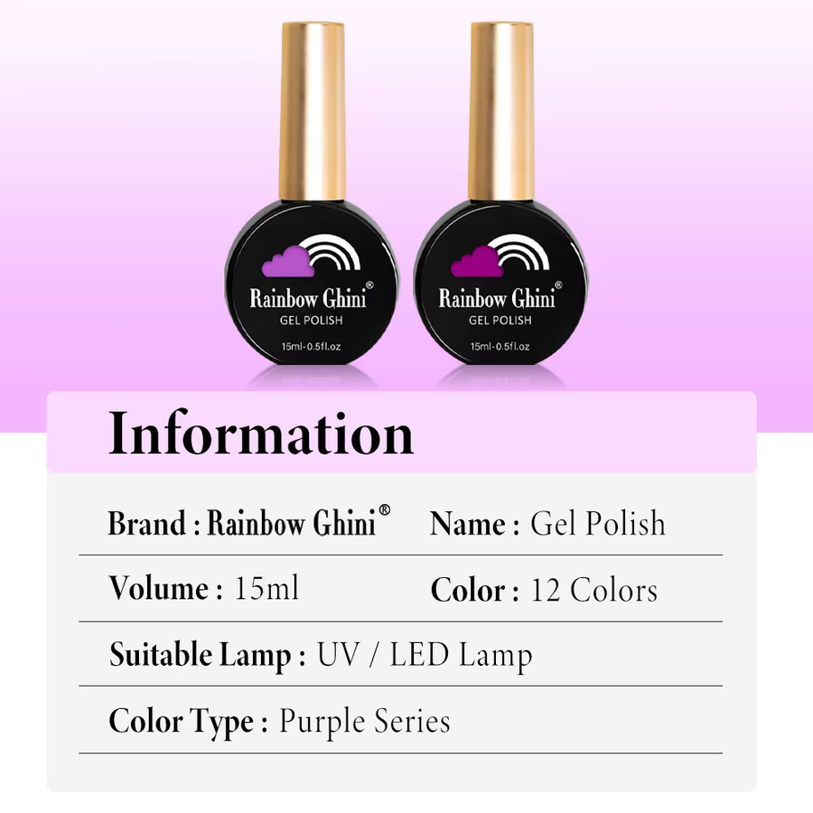 Ghini Nagellack, lila, schimmernd, 15 ml - Bild 2