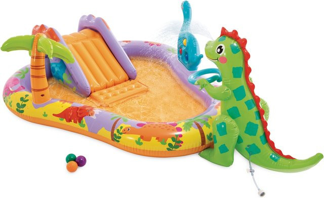 INTEX Playcenter Dino Park Planschbecken für Kinder, Mehrfarbig, B/T/H: 201 x 157 x 69 cm - Bild 1