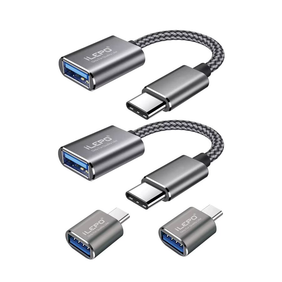 ILEPO 4er-Set USB-C auf USB 3.0 OTG Adapter Kabel in Schwarz für Huawei und Xiaomi Smartphones - Bild 3