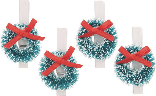 Rico Design Dekoklammern für Weihnachtskränze aus Holz, Mehrfarbig, 4 Stück, Höhe: 3 cm - Bild 1