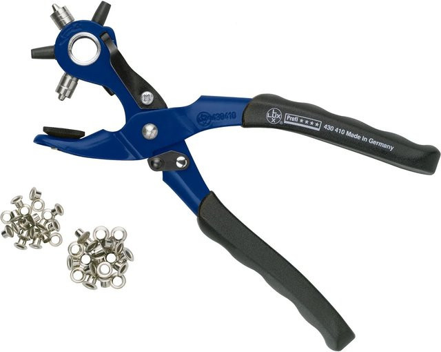 LUX-TOOLS Loch- und Druckknopfzangen-Set 67-teilig in Blau und Stahl, Länge: 225 mm - Bild 1