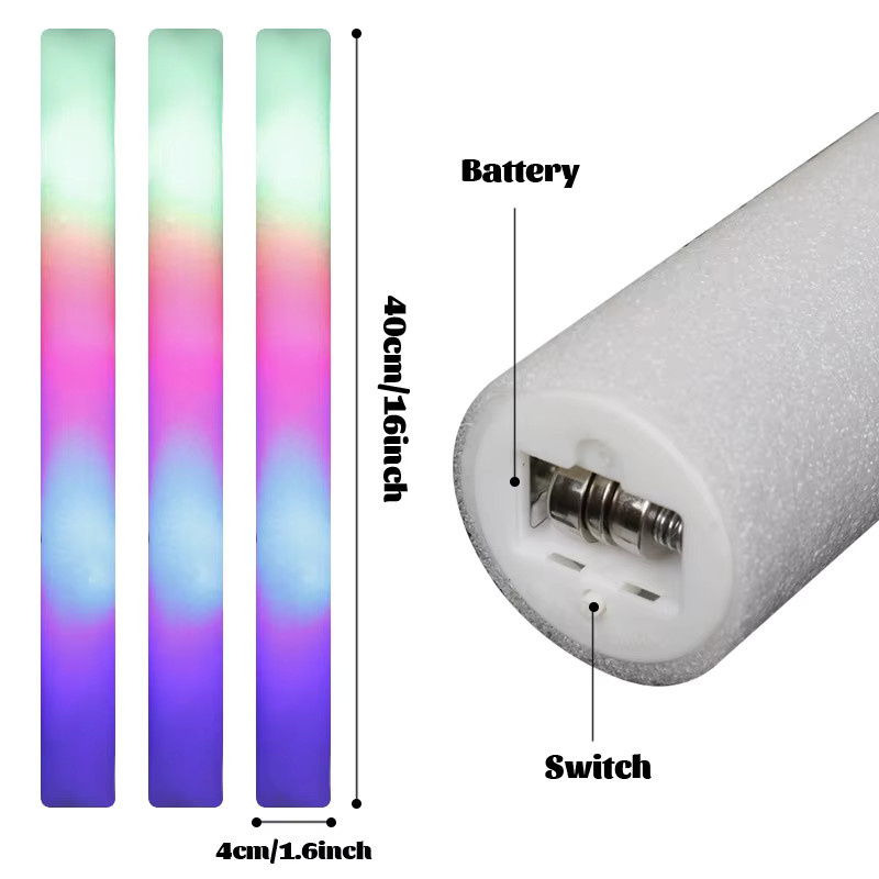 RGB LED Leuchtstäbe aus Schaumstoff in Bunt für Party und Feierlichkeiten - Bild 3