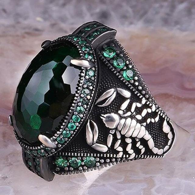 Wucifang Jewelry Herrenring Skorpion Adler, Zinklegierung, Silber, Diamant - Bild 1