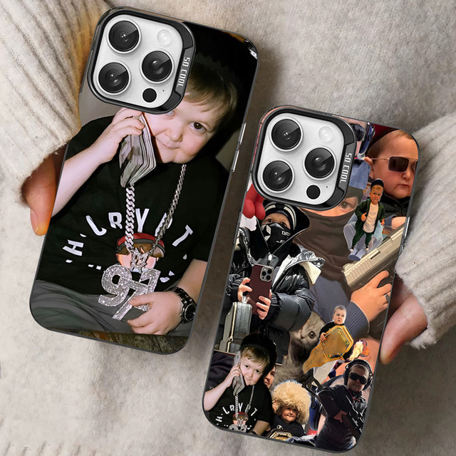 Lustige Babaite Hasbulla Handyhülle für iPhone 11 bis 16 Pro Max mit matter stoßfester Rückseite in Schwarz und Multicolour - Bild 1