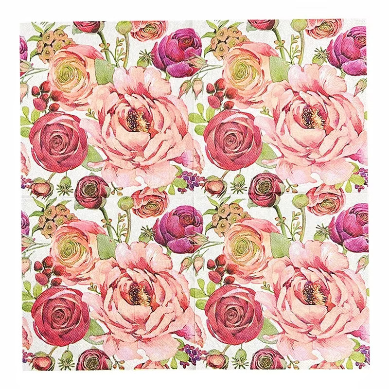 GUANYAO Motiv Servietten mit Blumenmuster, Bunt, 20 Stück, Breite: 33 cm - Bild 3