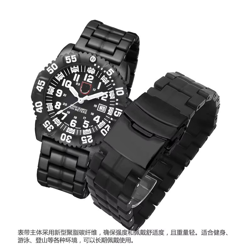 Luminox Uhrenarmband, Kunststoff, Edelstahl, Schwarz, Unisex, 23mm - Bild 3