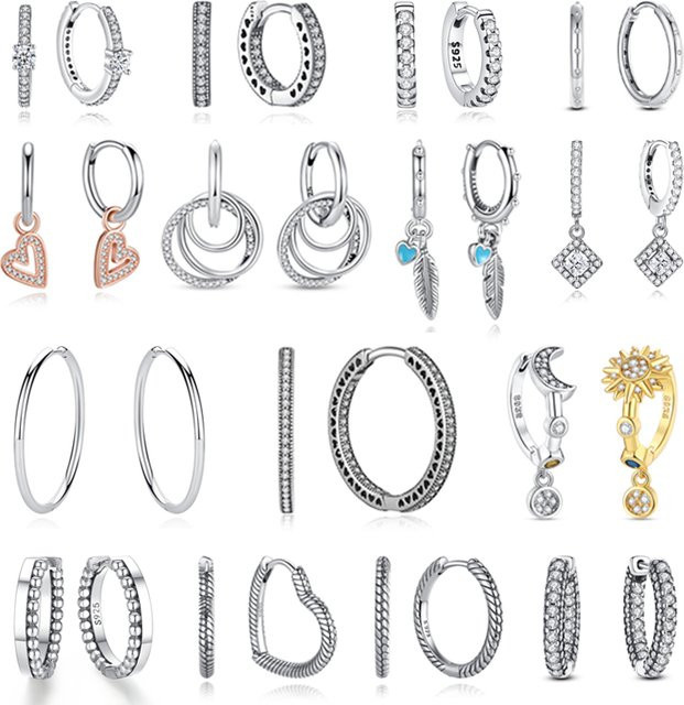 sam panda Piercing-Creolen, 925 Silber, Roségold, Damen, Herzdesign - Bild 1